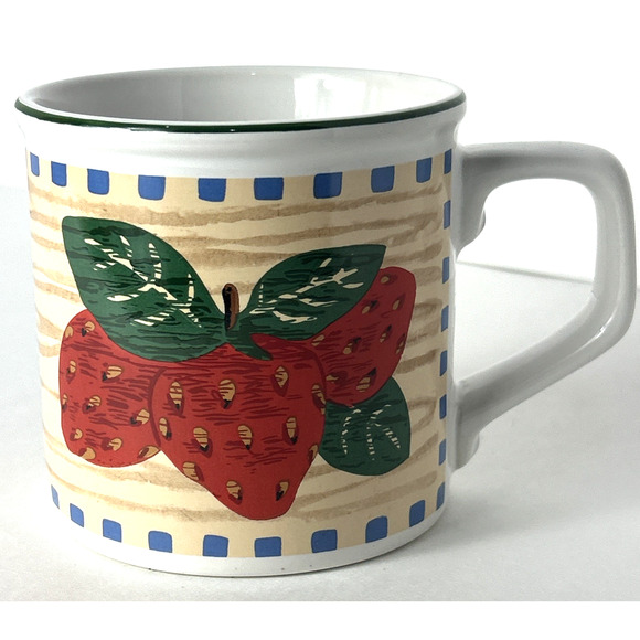 Tienshan Coffee Tea Cocoa Mug Cup Strawberry Design Stoneware - Picture 3 of 6